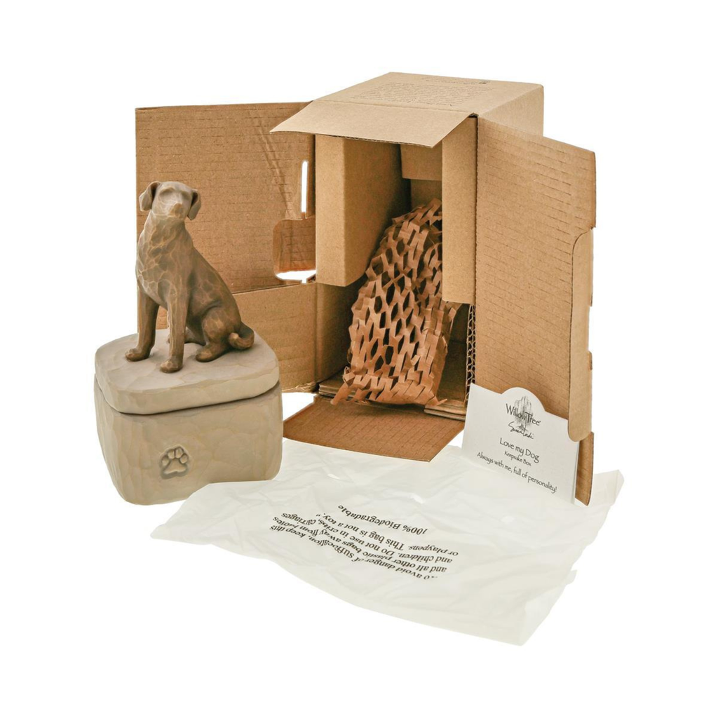 Figurine – Willow Tree  <br>  Love my Dog (Dark) Keepsake Box