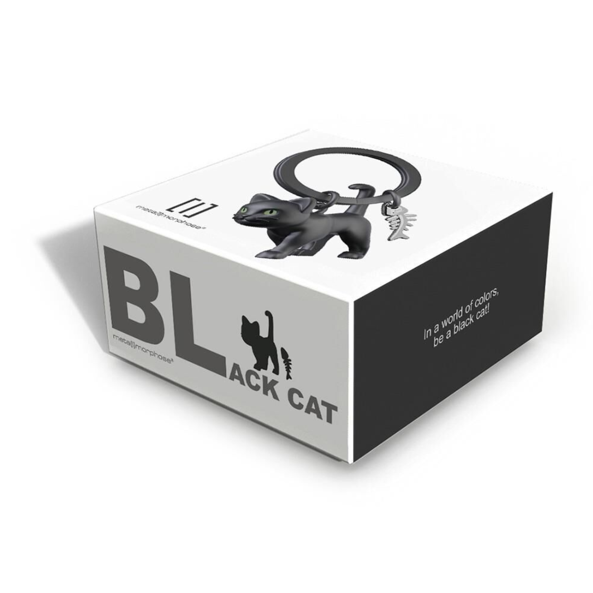 KEYCHAIN BLK CAT GLW IN DRK EYES