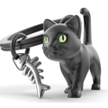 KEYCHAIN BLK CAT GLW IN DRK EYES