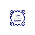 Amalfi ceramic verse magnet with blue tile border, "The love of a family is life's greatest blessing"