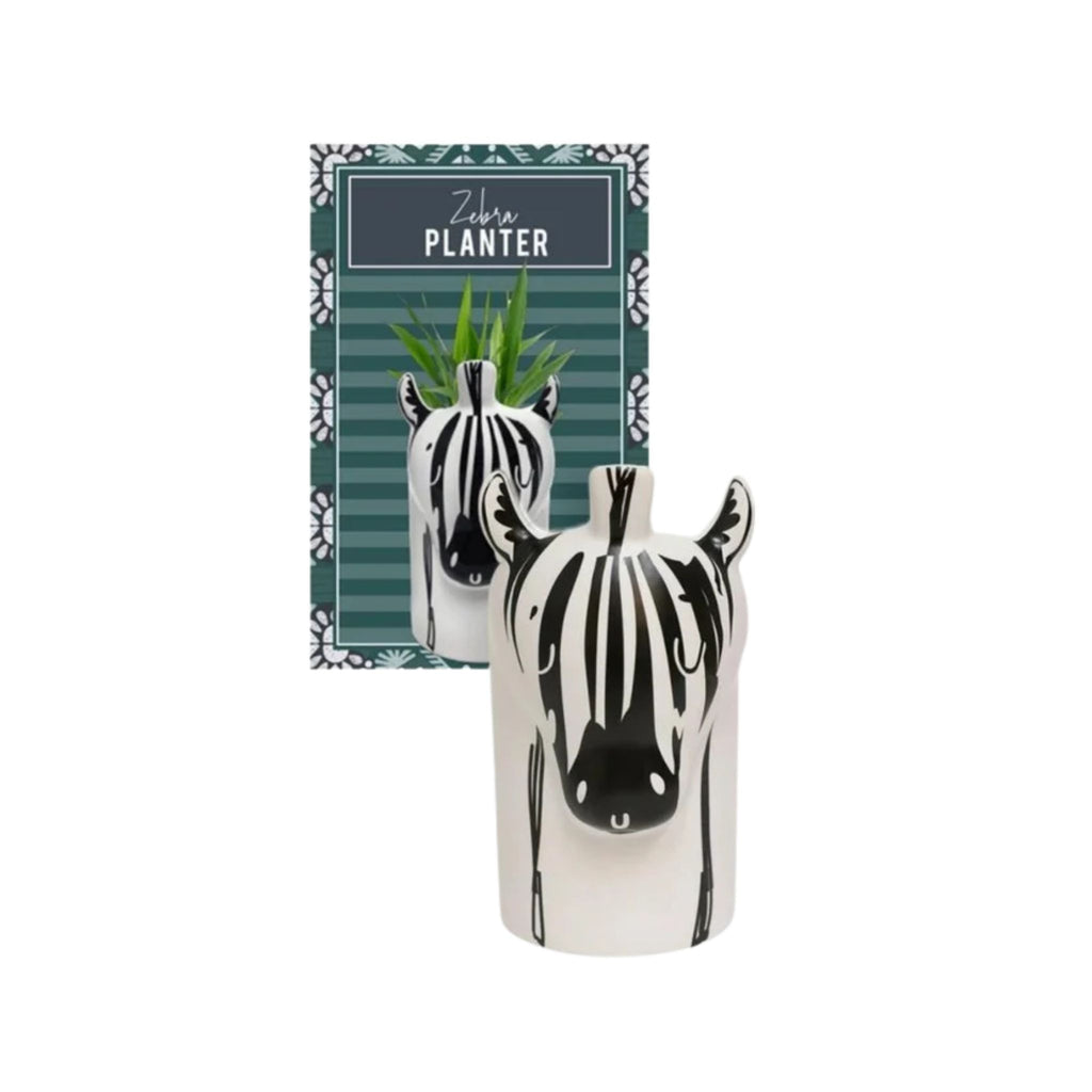 Ceramic zebra-shaped planter, plant lover gift