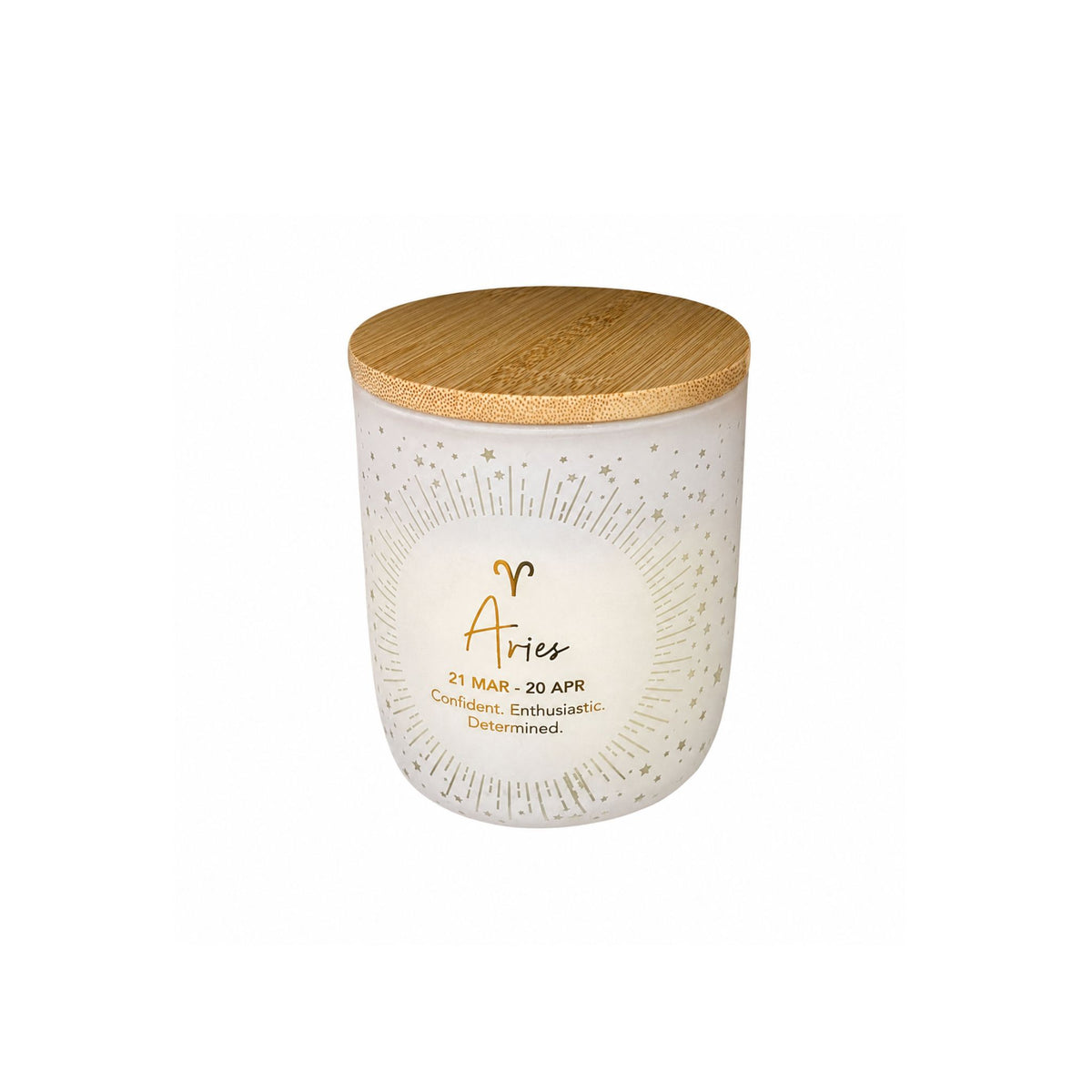 Aries Sentiment Candle in etched glass, zodiac gift
