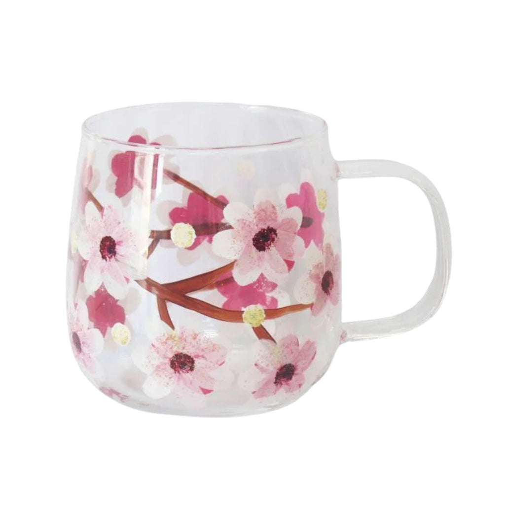 Cherry blossom art glass mug