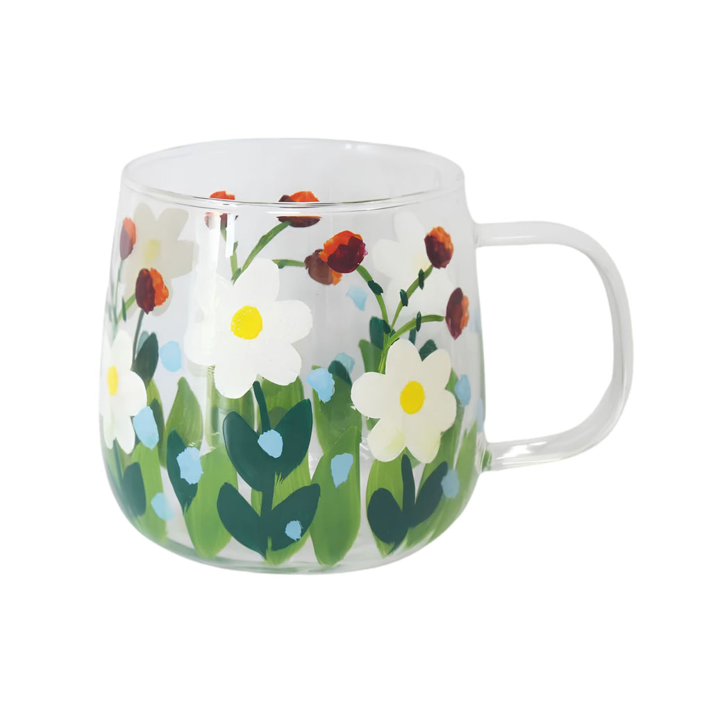 Floral art glass mug