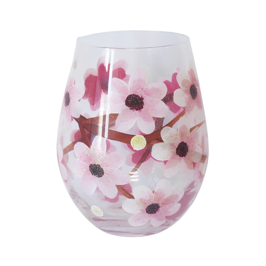 Blossom art glass stemless mug