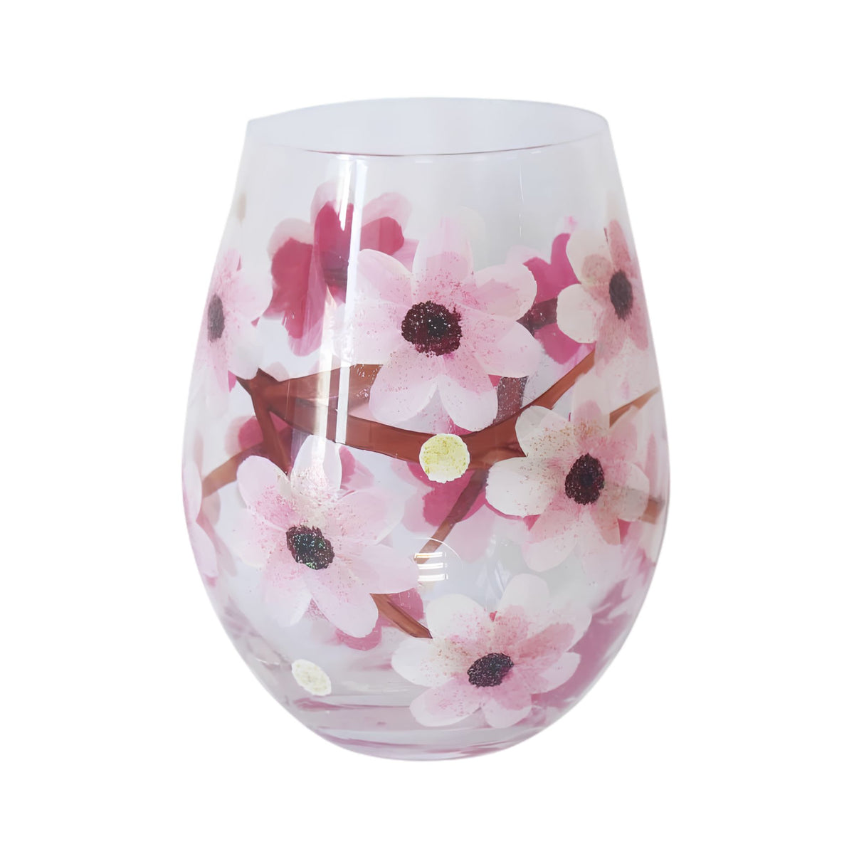 Blossom art glass stemless mug
