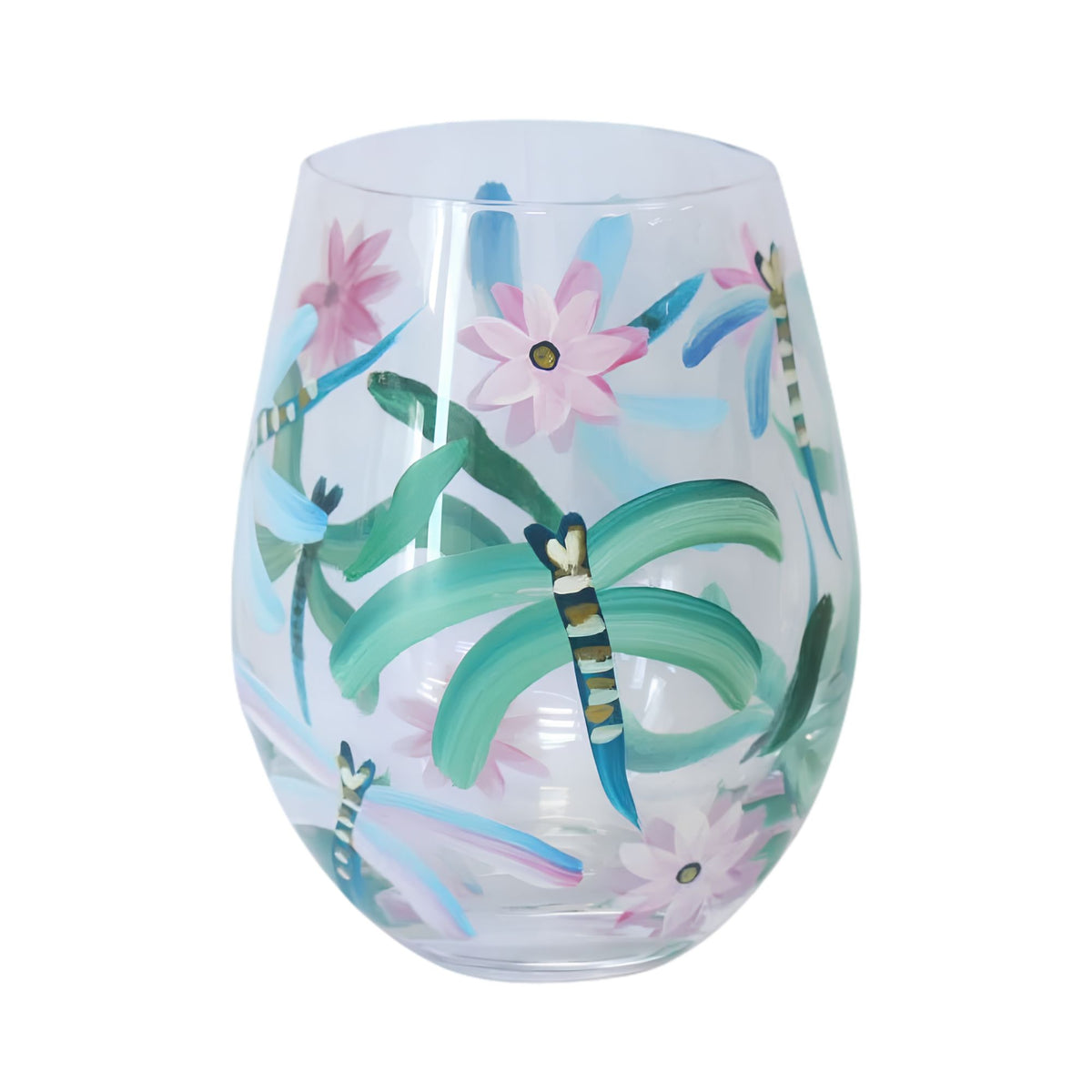 Butterfly art glass stemless mug