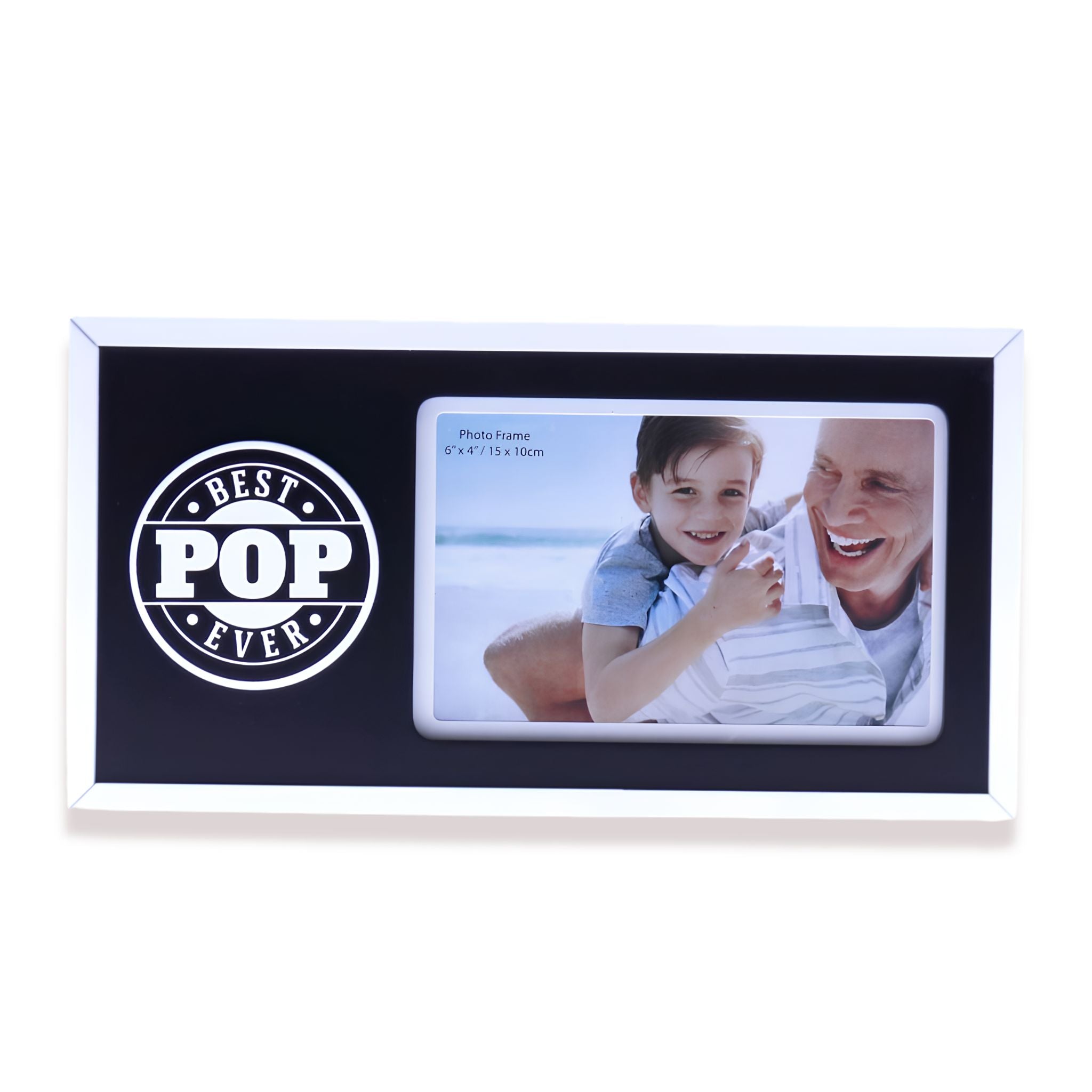 Best Pop Ever 6x4 white 3D border photo frame, Father's Day gift