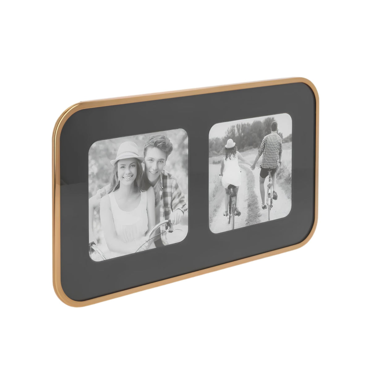 Bronze Curved Double Frame, holds two 4x4 photos