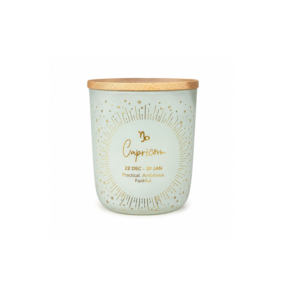 Capricorn Sentiment Candle in etched glass, zodiac gift