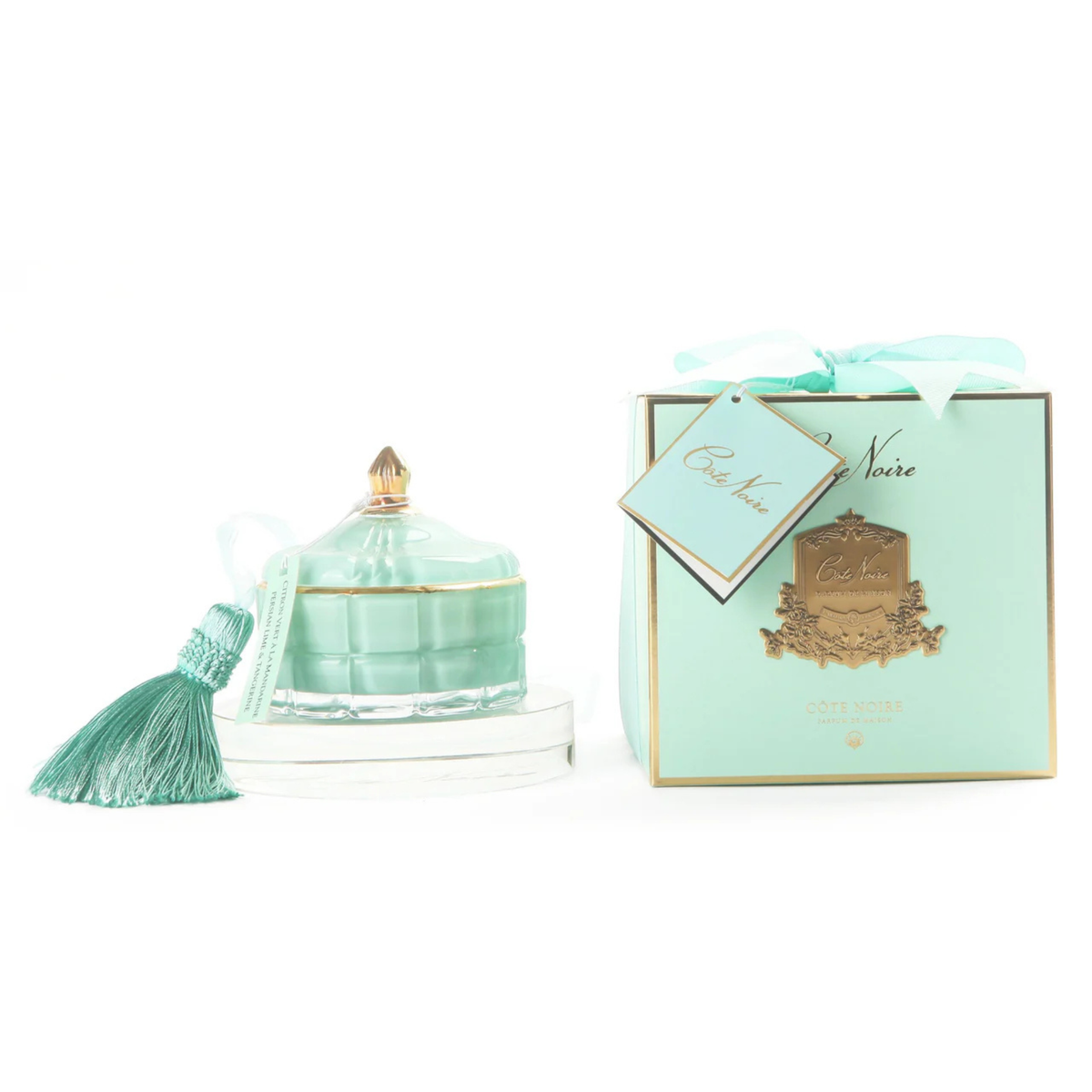 Côte Noire Art Deco Candle – Tiffany Blue & Gold Persian Lime