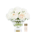 Côte Noire Blush Bordeaux Peonies Bouquet in luxury vase with gold badge