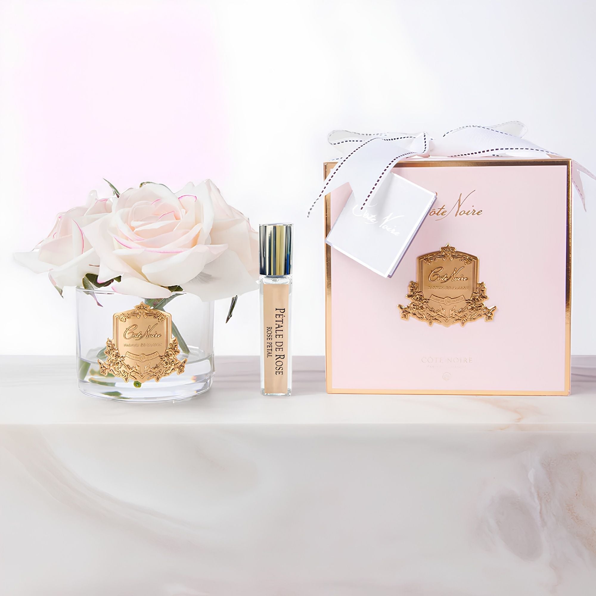 Côte Noire Pink Blush Five Roses GMR88 with pink gift box and two perfume bottles