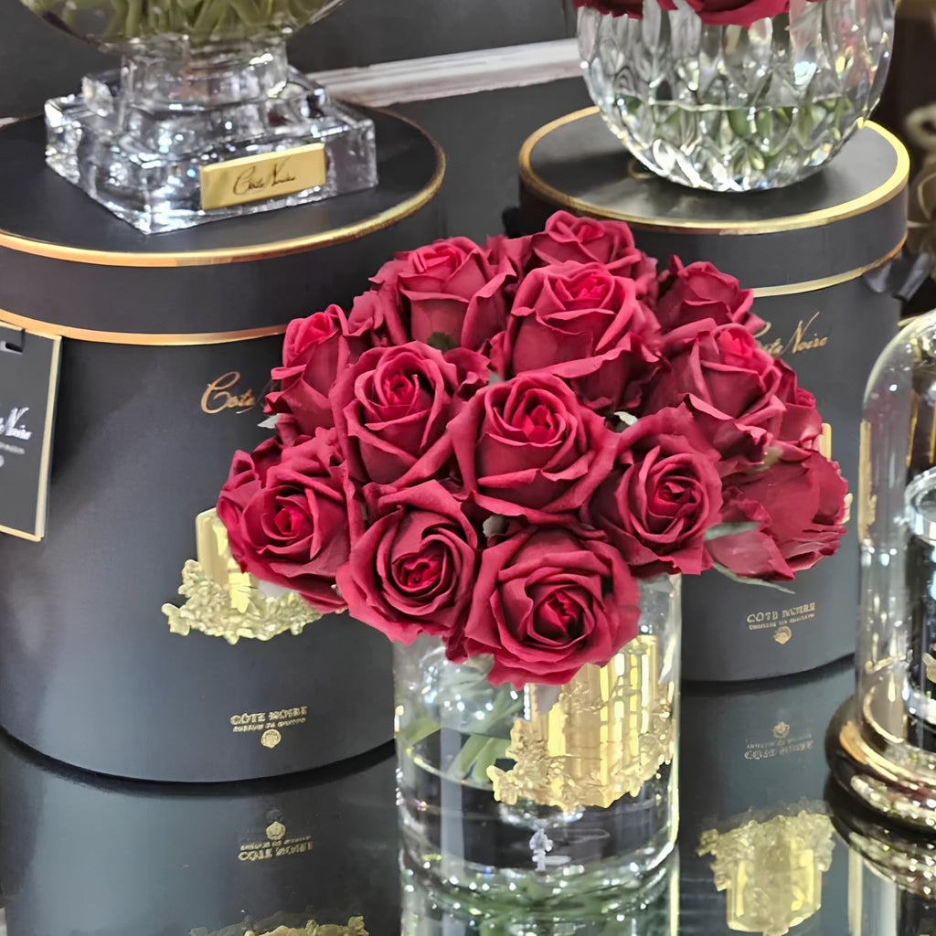 Côte Noire Luxury Grand Rose Bud Bouquet LRB04 with ribboned gift box, Charente Rose perfume and Rose Oud perfume, Eve's Cards & Gifts