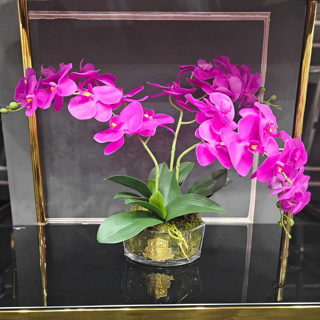 Côte Noire Oval Orchid Bouquet OOV09 with two perfume bottles