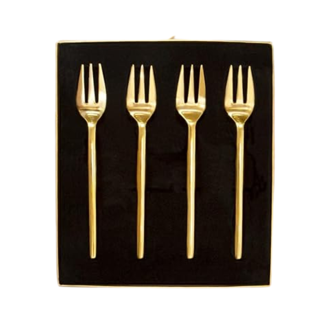 Gold stainless steel cake fork set, Cristina Re Moderne Collection