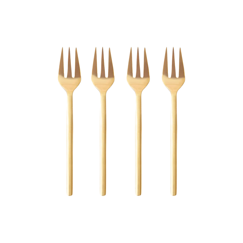 Cristina Re Moderne Cake Fork Set of 4, gold plated