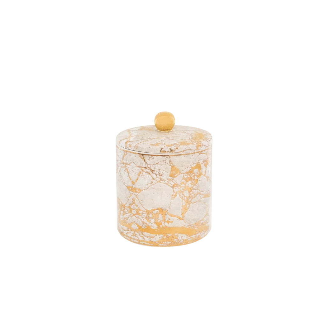 Luxury soy candle in reusable canister, pomegranate scent