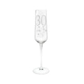 Close-up of crystal detailing on 30th birthday champagne glass