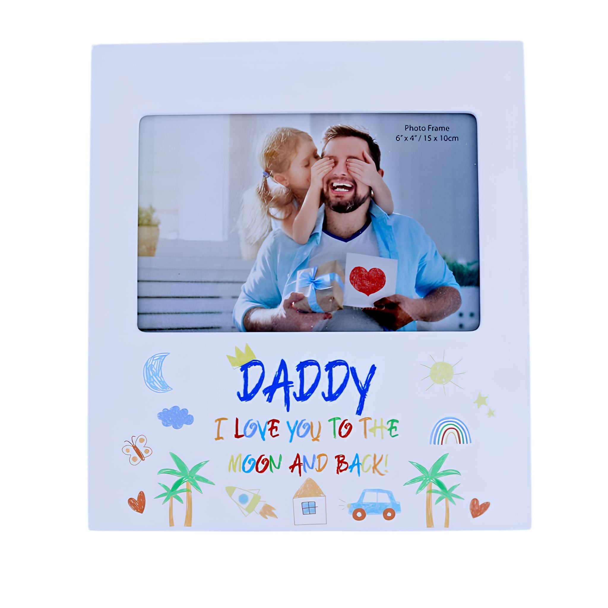 Daddy Love You Kid 6x4 frame with kid-art design, Father's Day gift