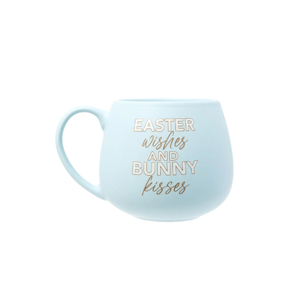 Pastel blue ceramic hug mug with bunny design and verse