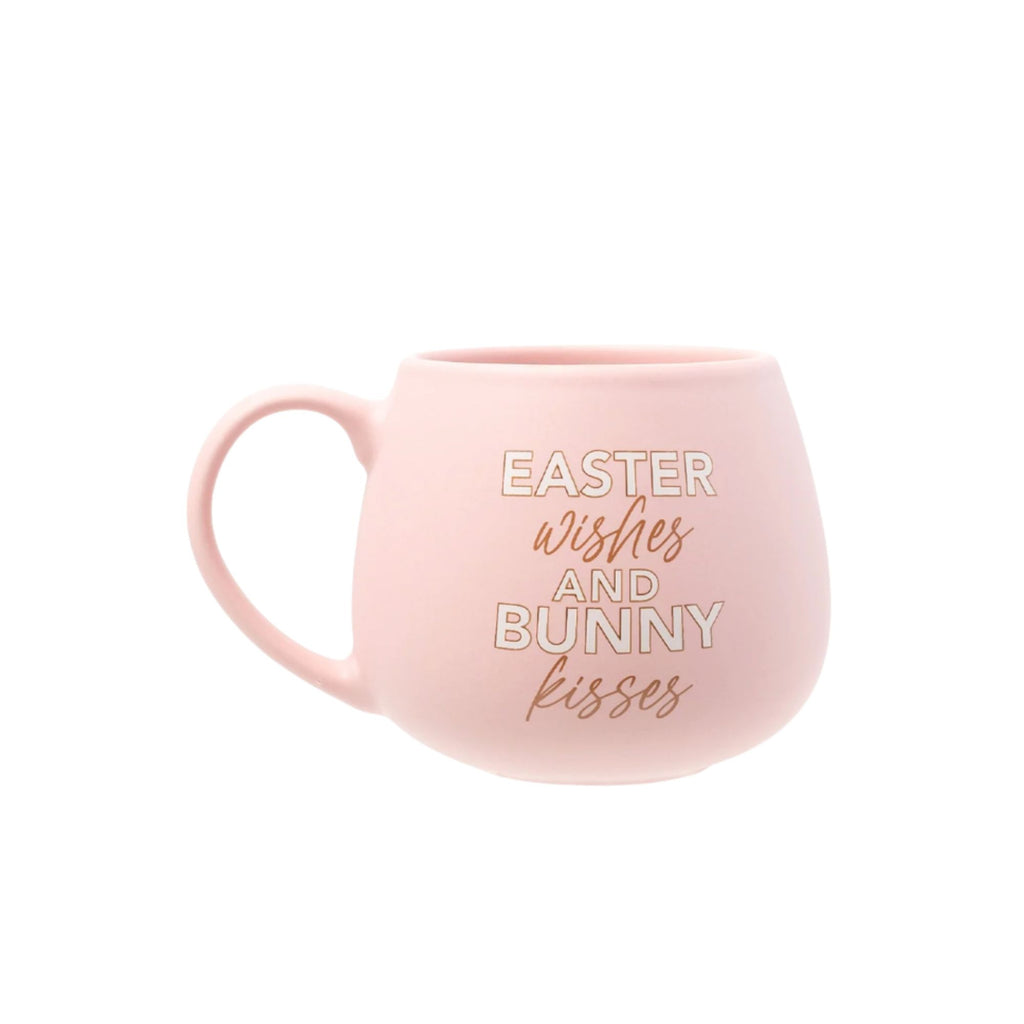 Pastel pink ceramic hug mug with bunny design and verse