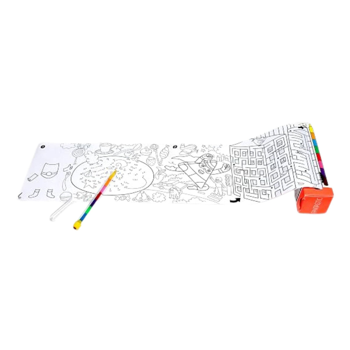 Travel colouring roll with superhero and monster theme, crayon included