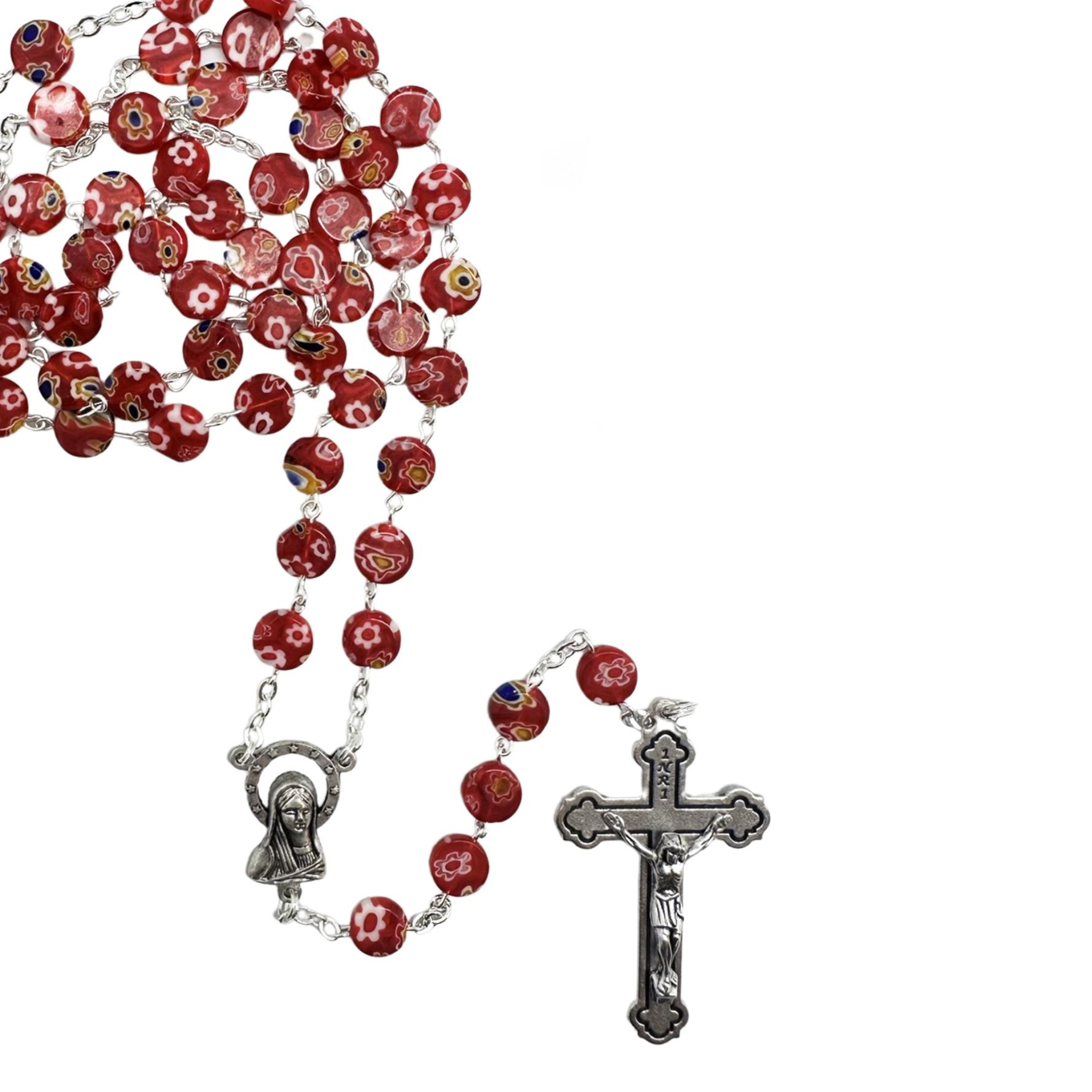 MURANO GLASS LOOK ROSARY - RED
