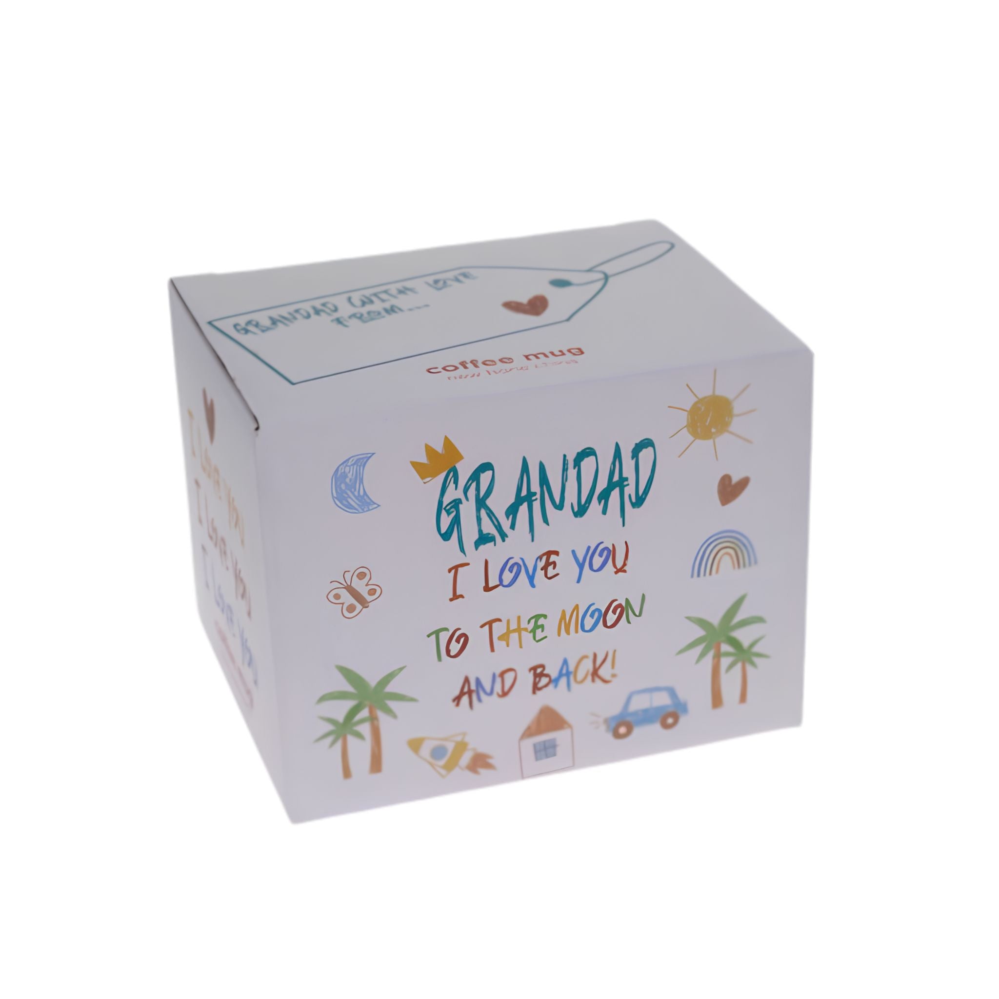 Grandad Kid Art Love You mug presented in matching printed gift box