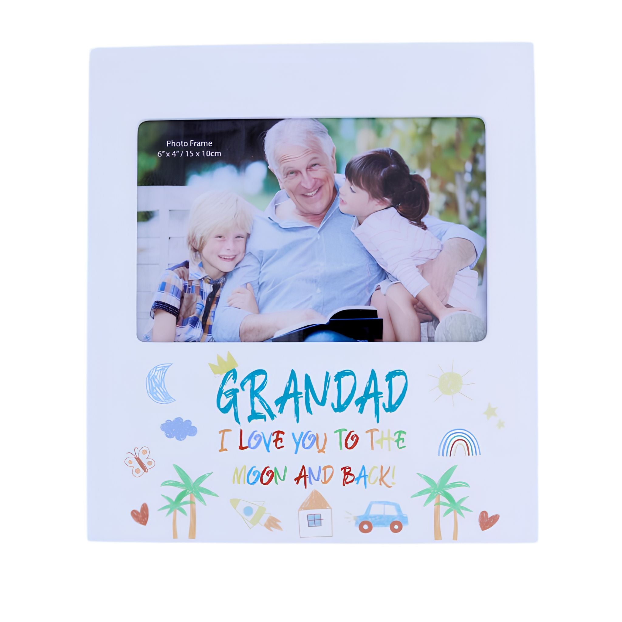 Grandad Love You Kid 6x4 frame with kid-art design, Father's Day gift