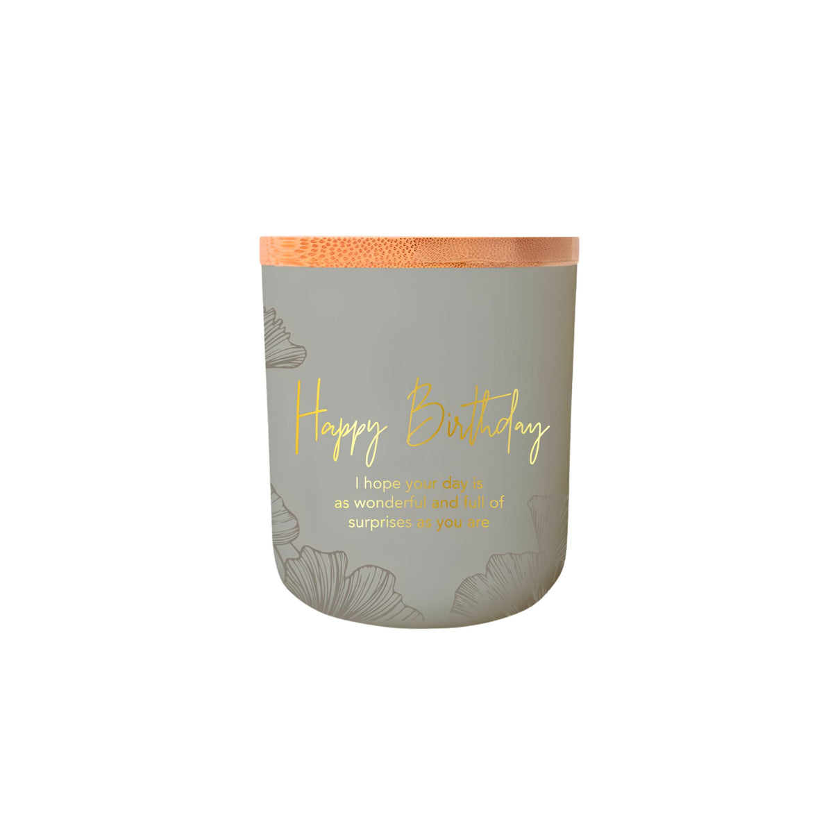 Happy Birthday Sentiment Candle in etched glass, Patchouli fragrance