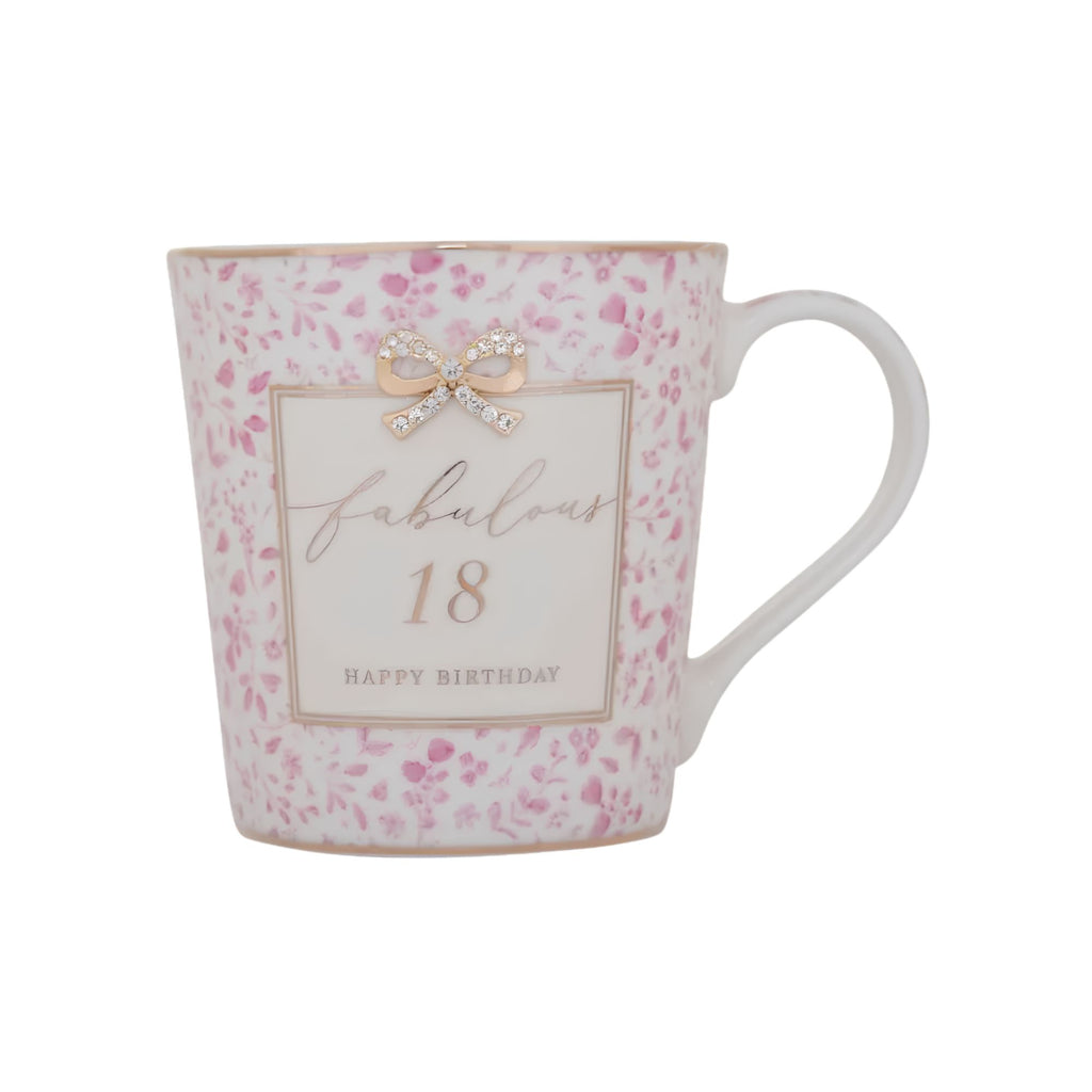 Close-up of 18th birthday detailing on Madelaine mug
