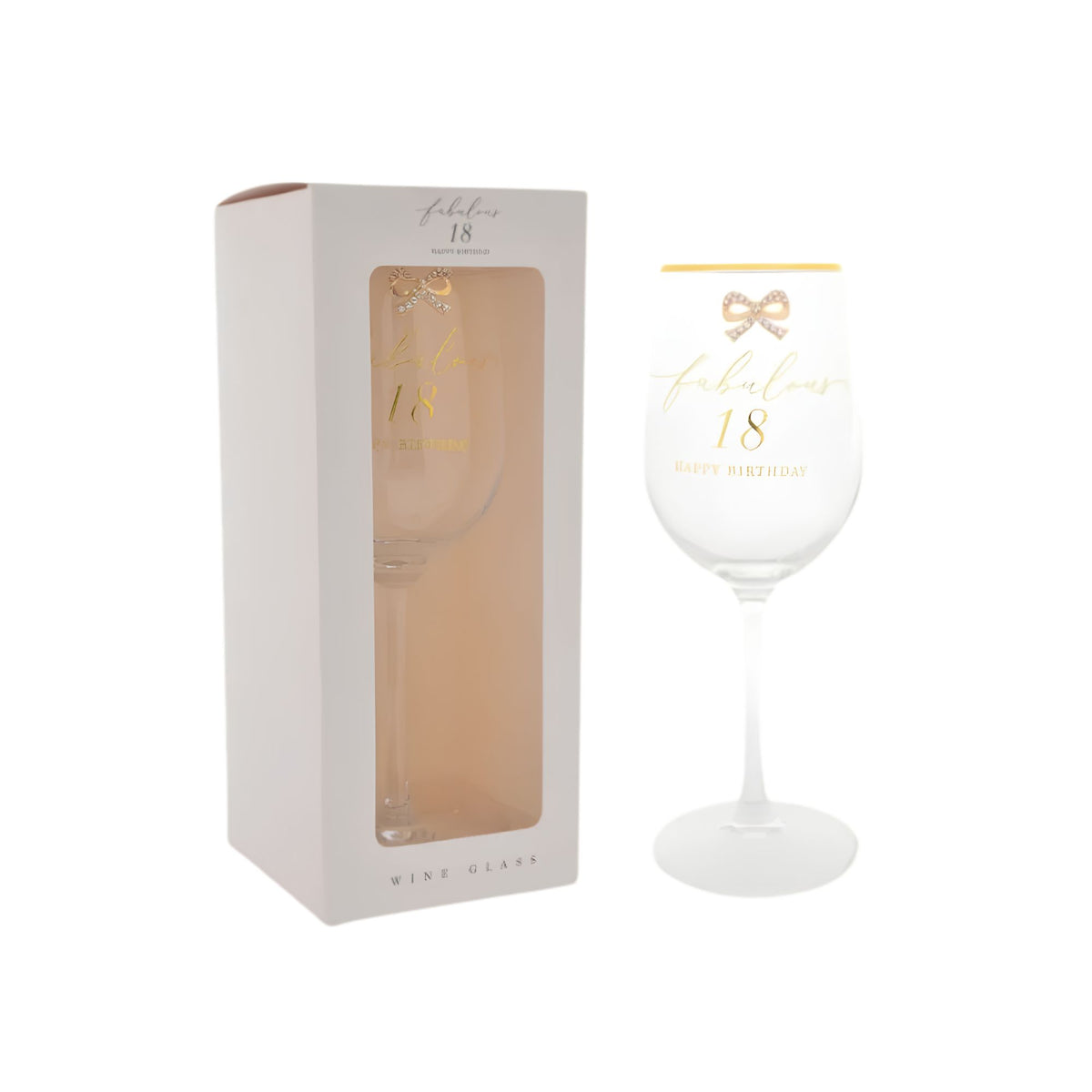 Madelaine 18th birthday wine glass, front view