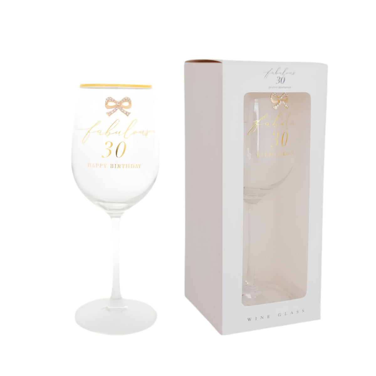 Madelaine 30th birthday wine glass, side angle showing size