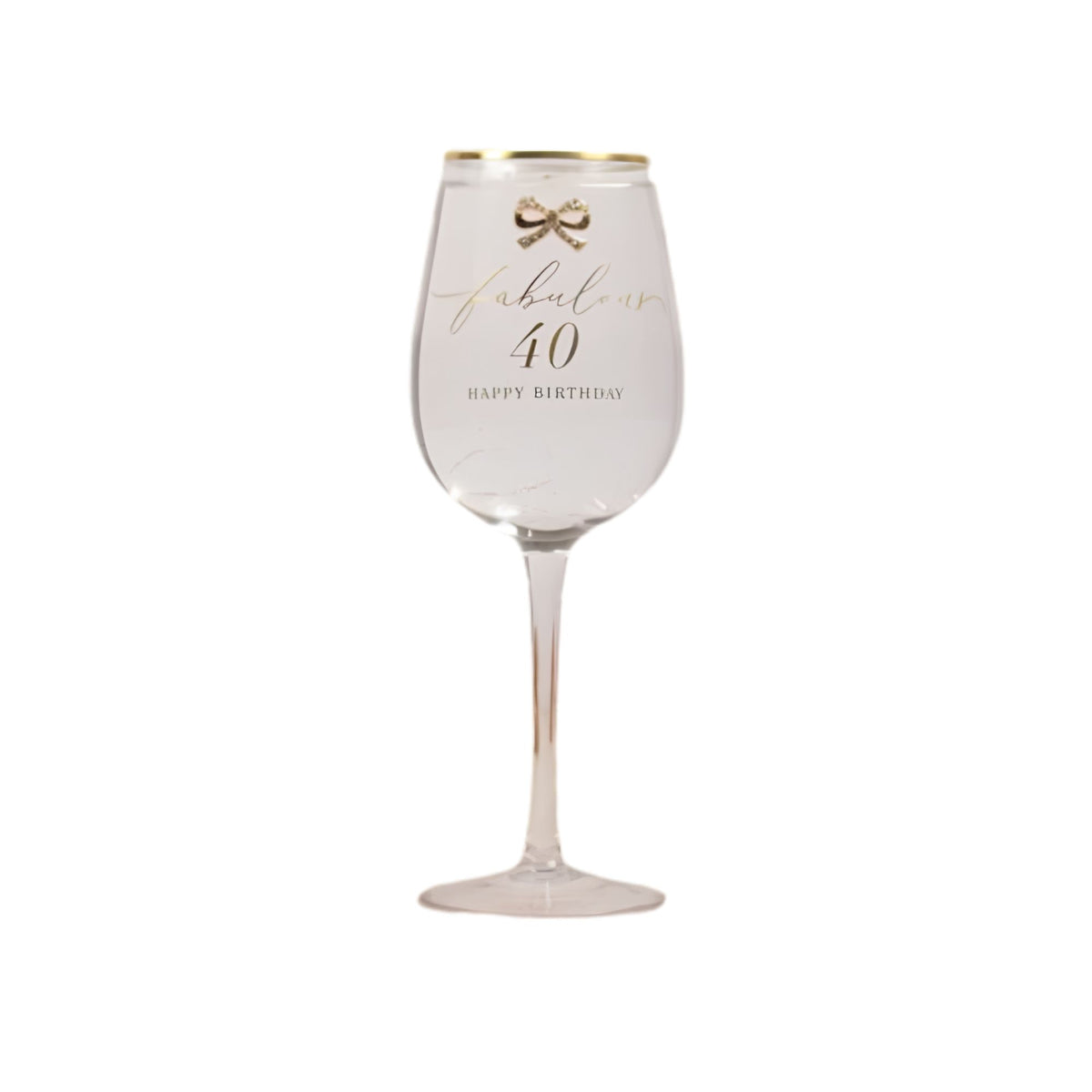 Close-up of 40th birthday detailing on Madelaine wine glass