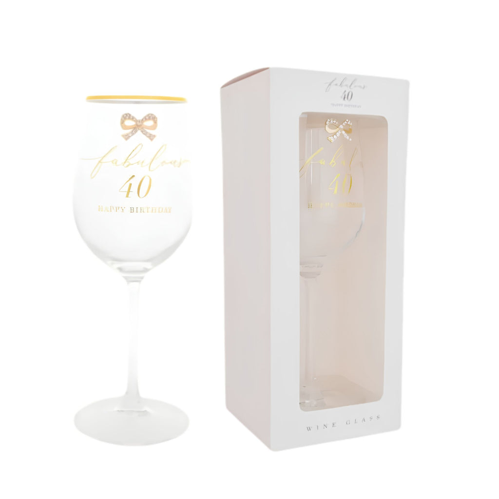 Madelaine 40th birthday wine glass, side angle showing size