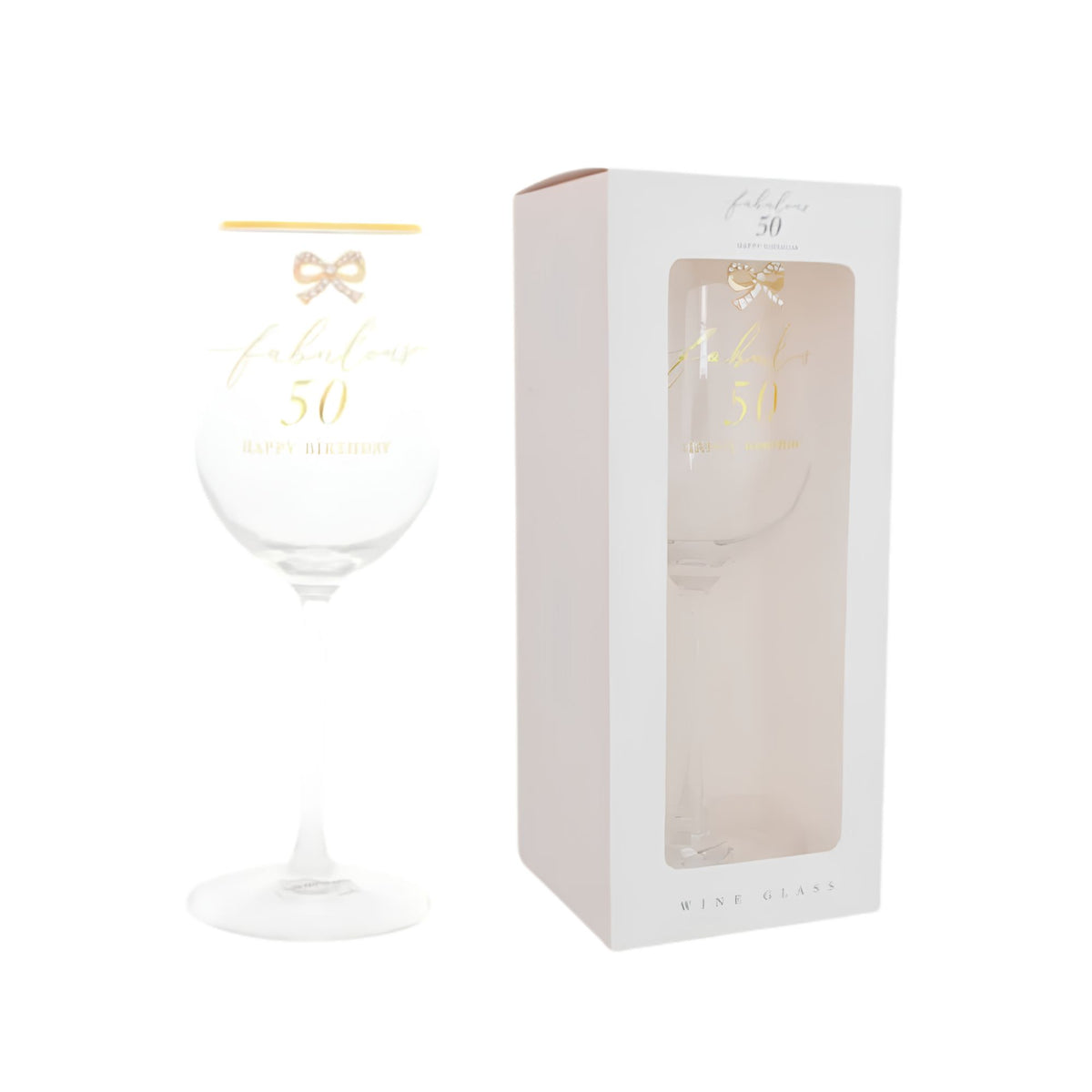 Madelaine 50th birthday wine glass, side angle showing size
