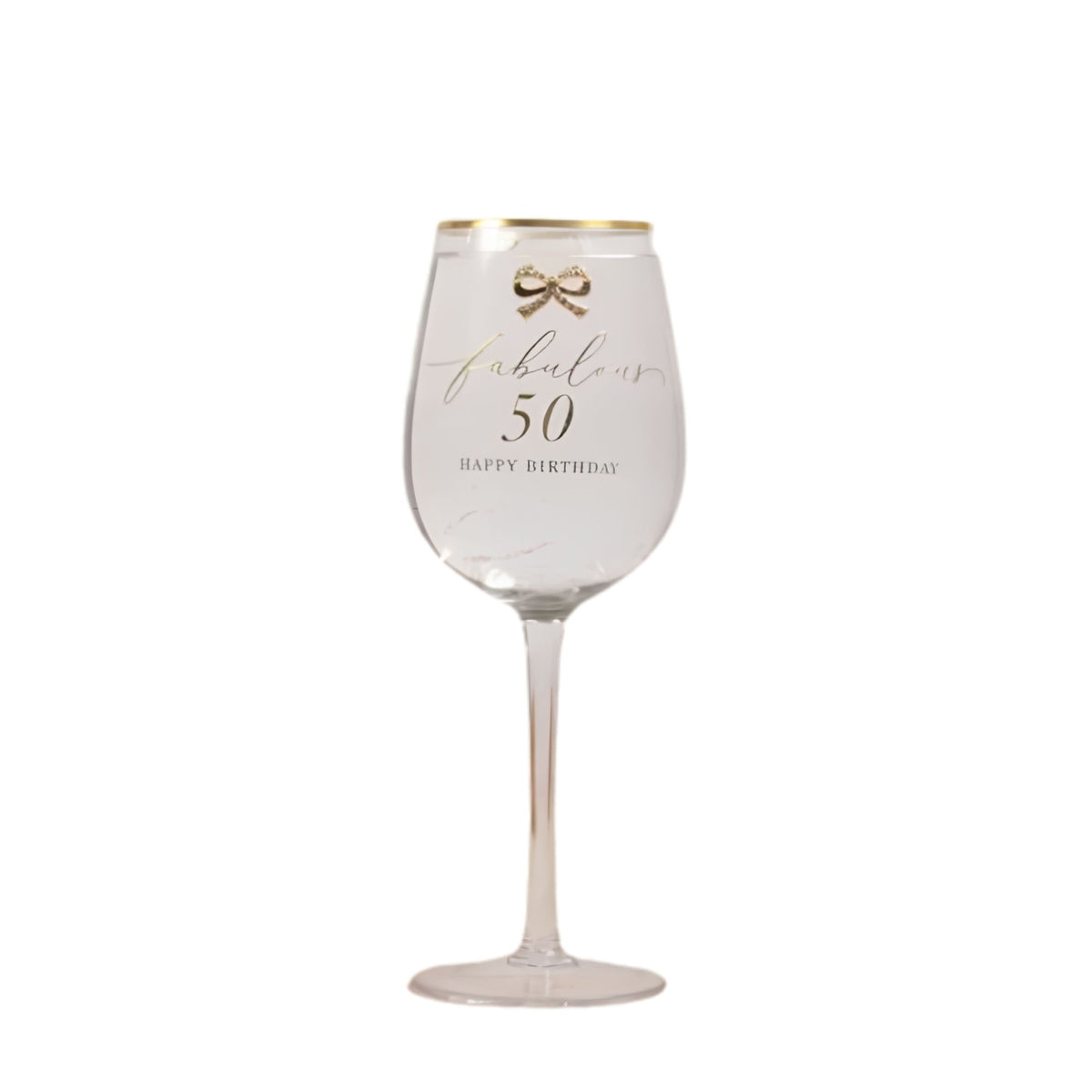 Close-up of 50th birthday detailing on Madelaine wine glass