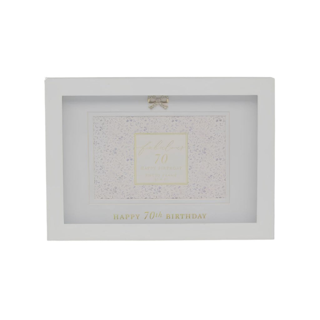 Close-up of 70th birthday detailing on Madelaine photo frame