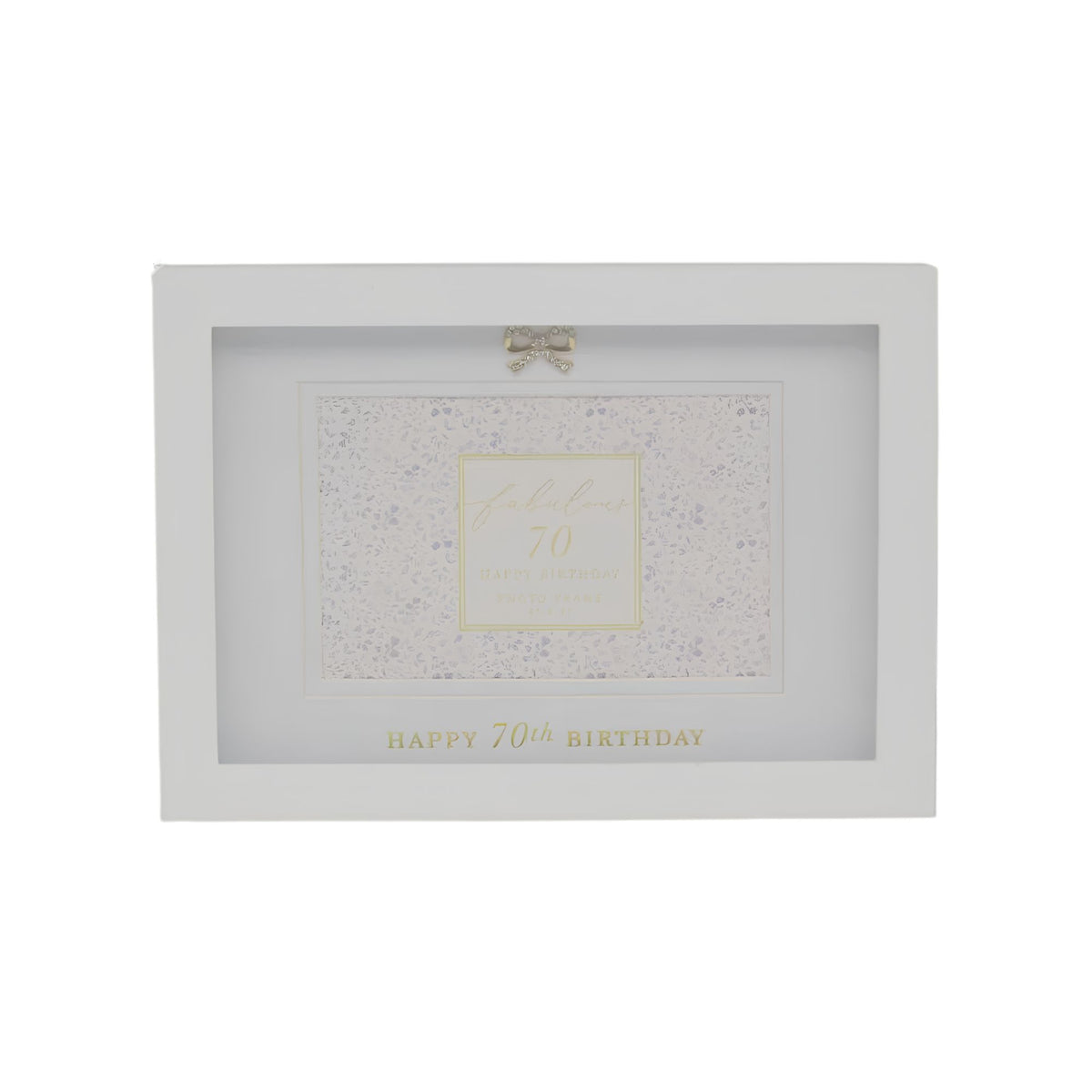 Close-up of 70th birthday detailing on Madelaine photo frame