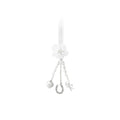 Miniature Silver Good Luck Charms bridal keepsake with diamante and white flower detail