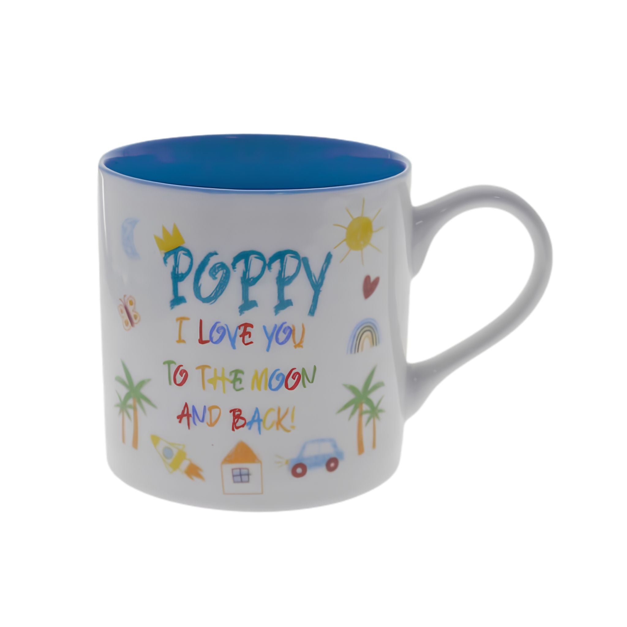 Poppy Kid Art Love You bone china mug, Father's Day gift