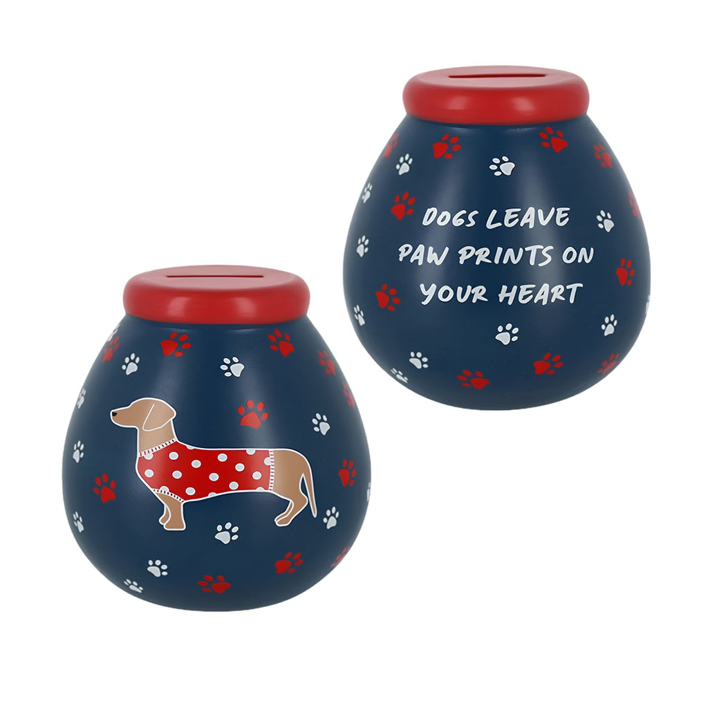 Hand-decorated dachshund coin money bank for dog lovers