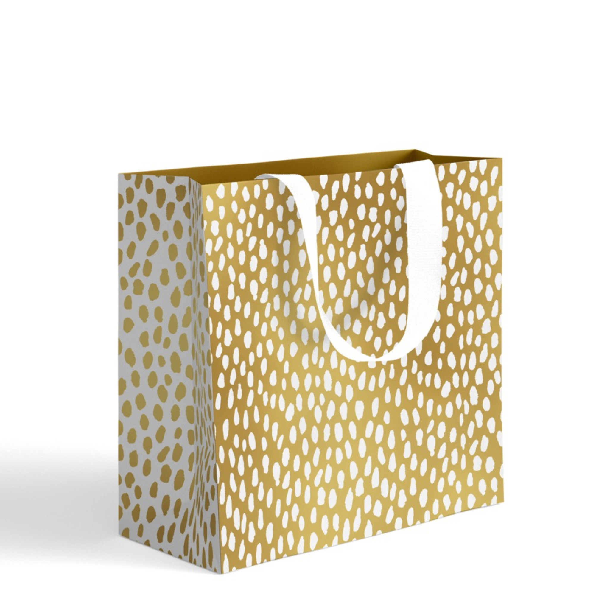 GIFT BAG - WHITE DROPLETS ON GOLD<br> LARGE
