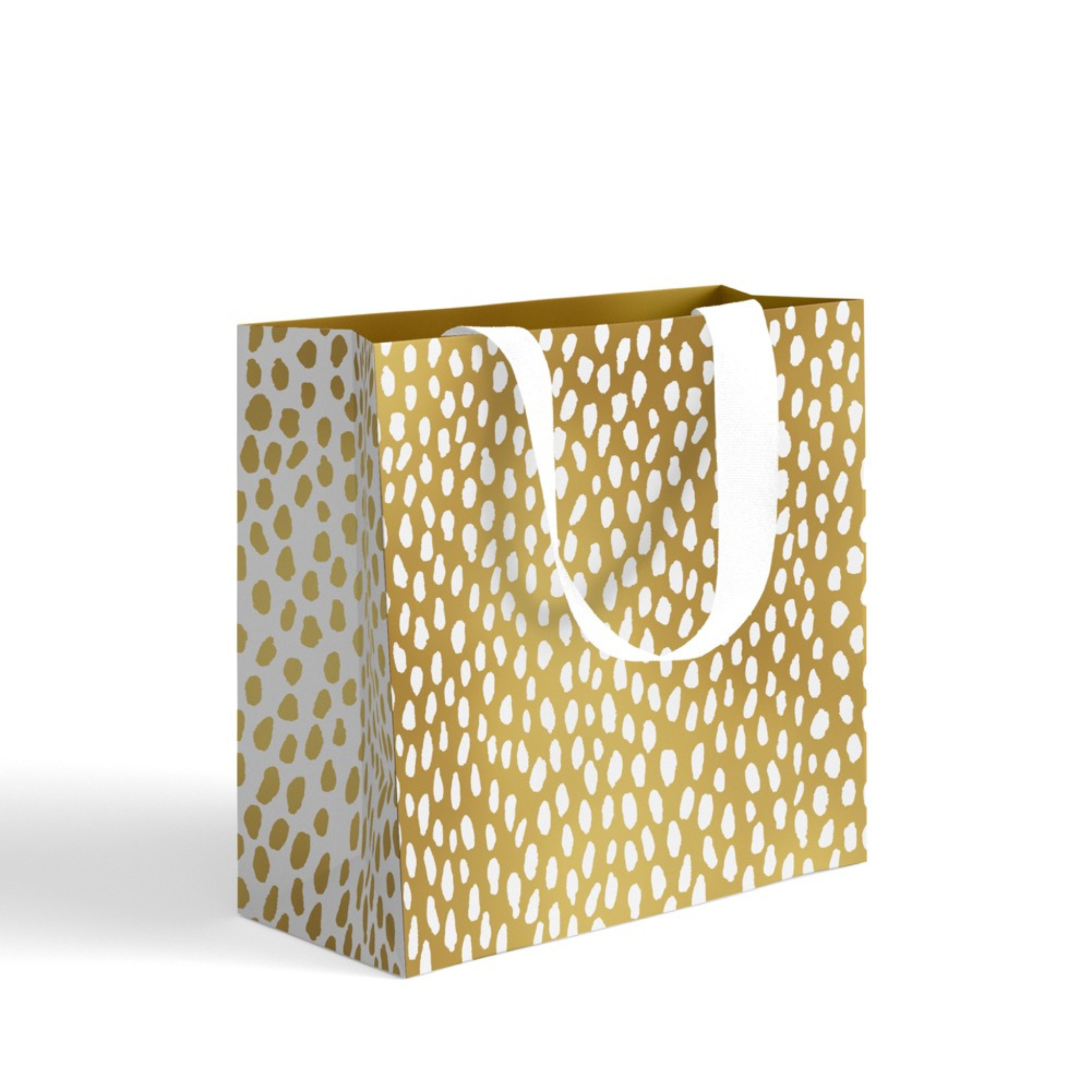 GIFT BAG - WHITE DROPLETS ON GOLD<br> MEDIUM