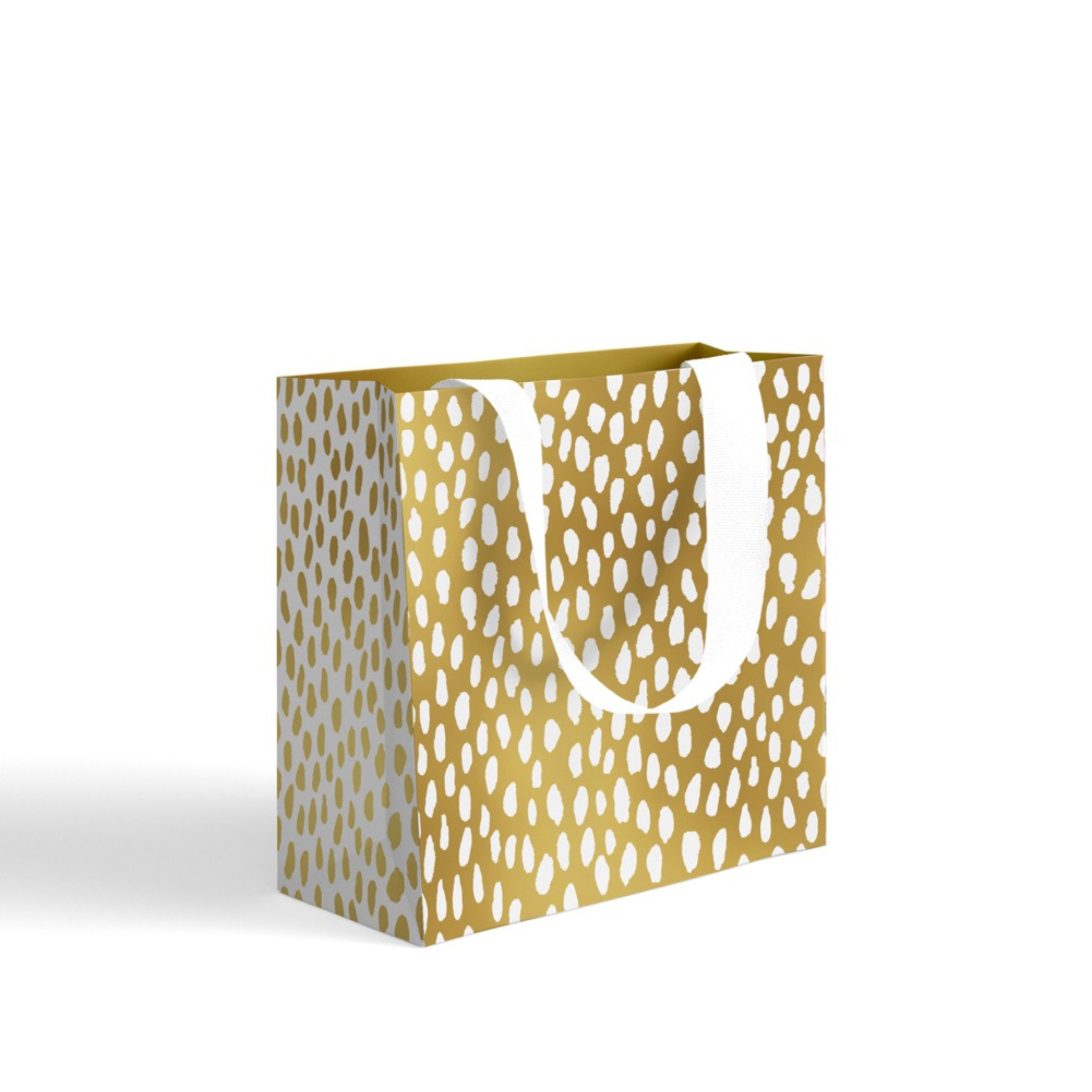 GIFT BAG - WHITE DROPLETS ON GOLD<br> SMALL