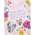 CARD WNW RBDY DAUGHTER WATERCOLOUR HEARTS