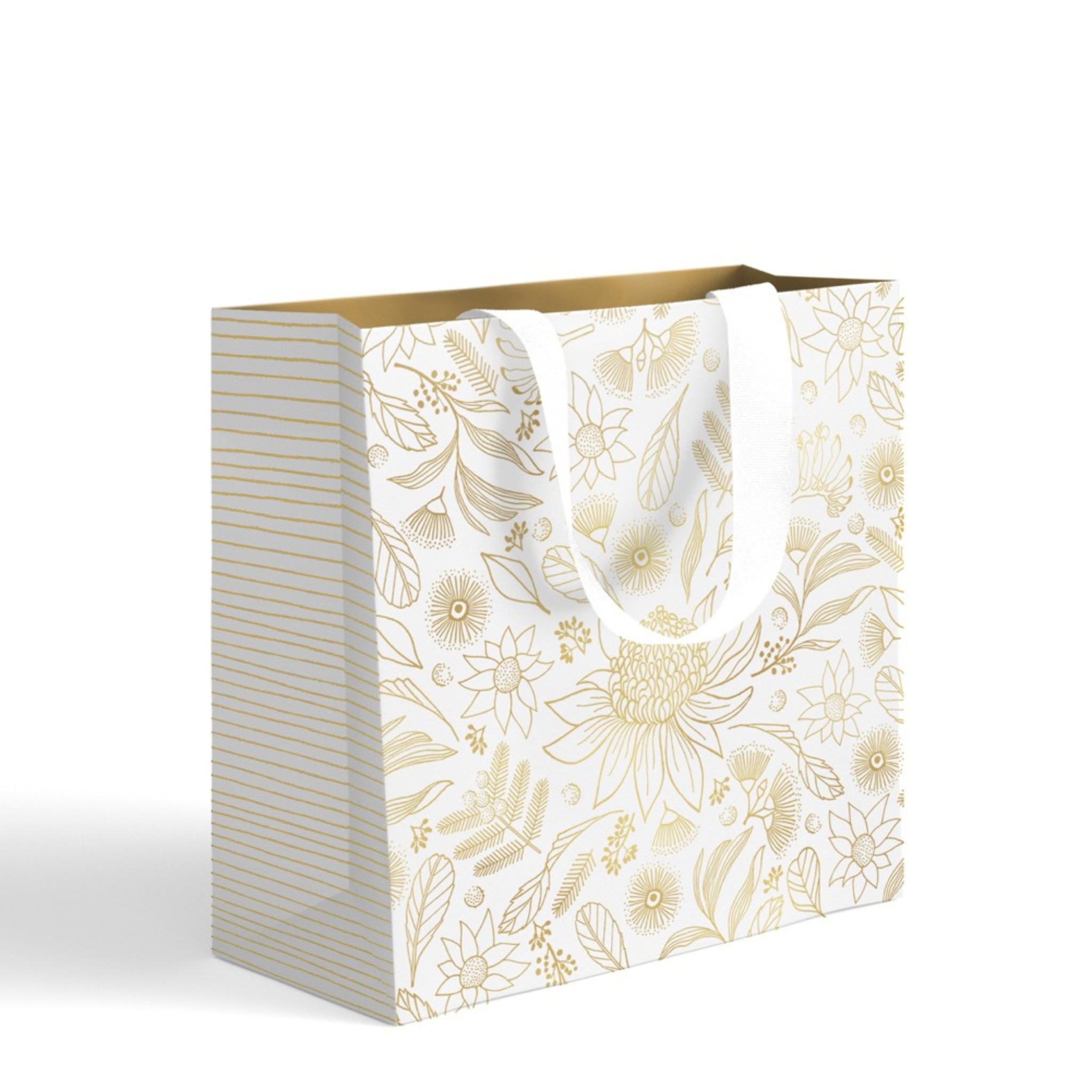 GIFT BAG -BOTANIC GOLD ON WHITE<br> LARGE