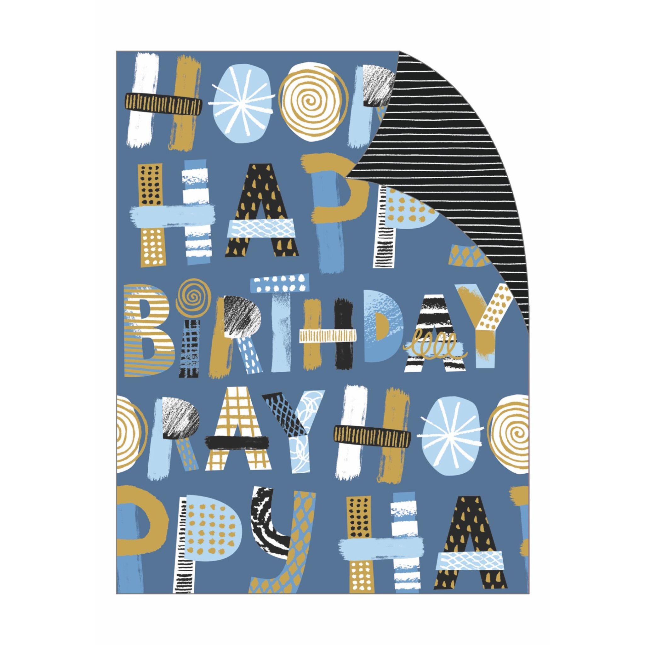 WRAP FLD SCRIBBLED HOORAY ON BLUE