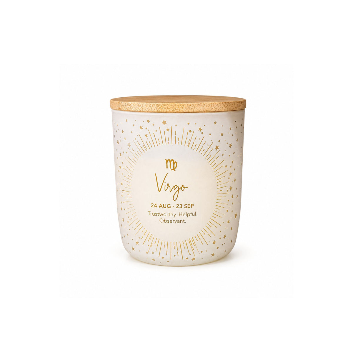 Virgo Sentiment Candle in etched glass, zodiac gift